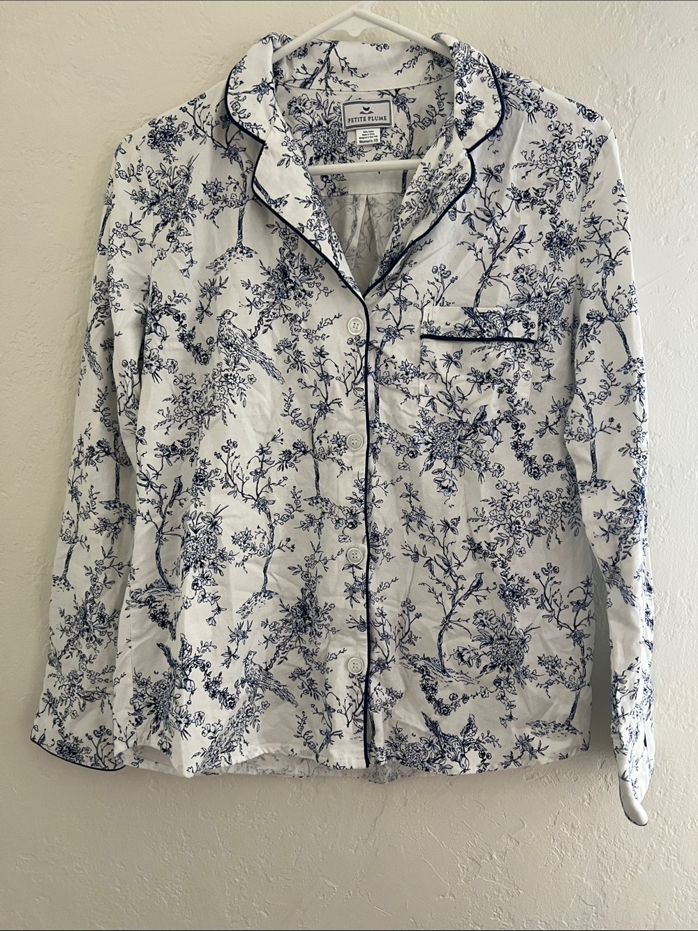NWOT Petite Plum Women's Twill Nightshirt in Timeless Toile XS